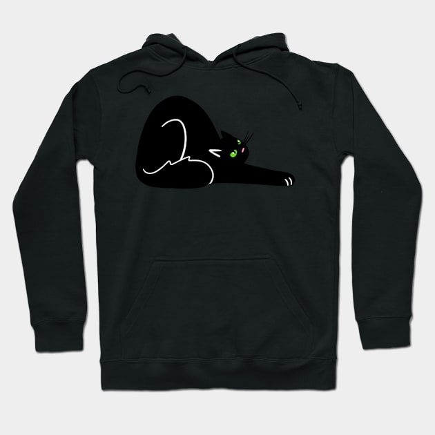 Stretching Black Cat Loaf Hoodie by LivianPearl